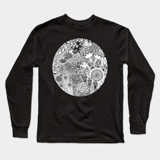 Floral Jungle Black and White Long Sleeve T-Shirt